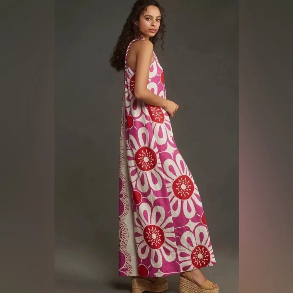 Farm Rio Maia Rope Trim Linen Blend Jumpsuit size Large - Picture 3 of 4